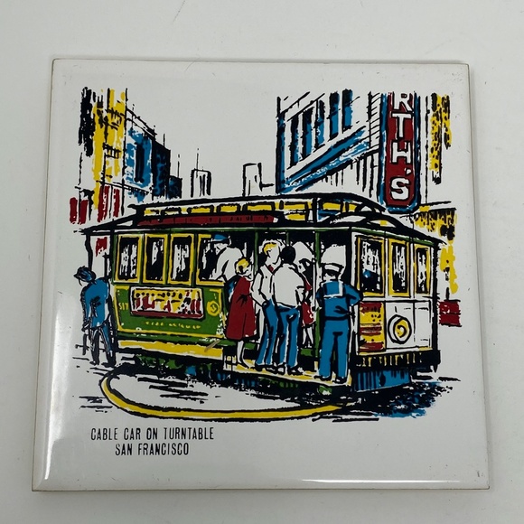 Ceramic Tile Trivet San Francisco Cable Car VTG - Picture 5 of 10